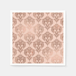 Servilleta De Papel Rubor Rosa Dorado Moderno Glam Damasco
