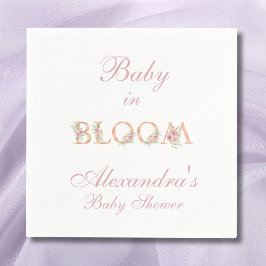 Servilleta De Papel Rubor Rosa Floral Bebé en Flor Baby Shower