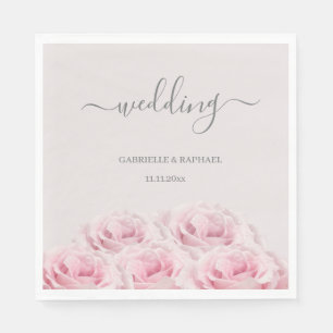 Servilleta De Papel Rubor Rosa Flores Flores Florales Elegantes Bodas