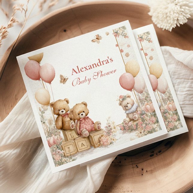 Servilleta De Papel Rubor Teddy Bear Baby Shower (Subido por el creador)