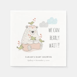 Servilleta De Papel Rubor We Can Bearly Wait Bear Birds Baby Shower