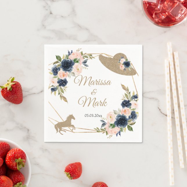 Servilleta De Papel Rubor y la Marina Kentucky Derby Boda (In situ)