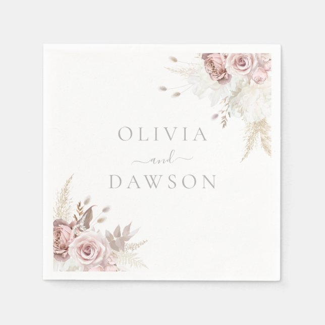 Servilleta De Papel Rubor y Marfil Elegant Wedding (Anverso)
