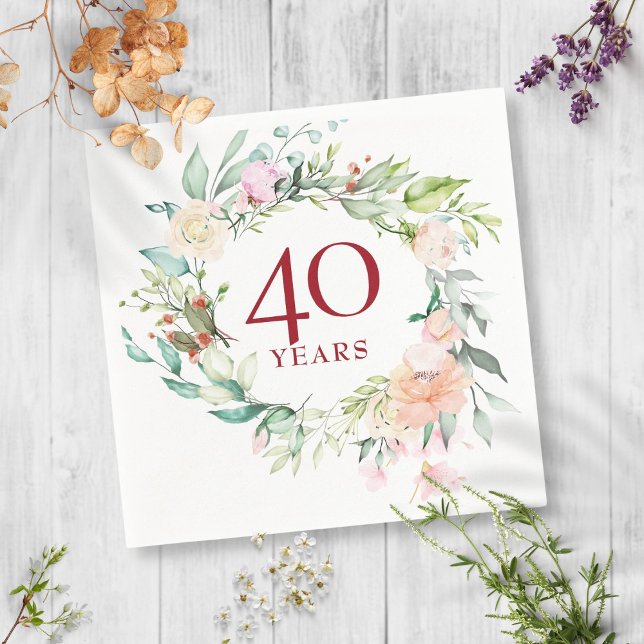 Servilleta De Papel Ruby 40th Wedding Anniversary Roses Garland (Subido por el creador)