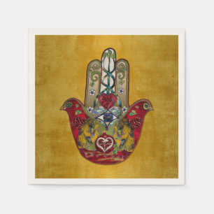 Servilleta De Papel Ruby Pomegranate Heart Red Bird Hamsa
