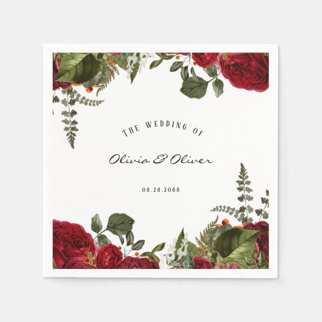 Servilleta De Papel Ruby Red Botanies Boda (Anverso)