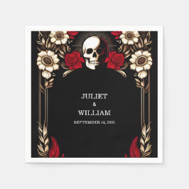 Servilleta De Papel Ruby Thick Claret White Heart Boda negro rojo