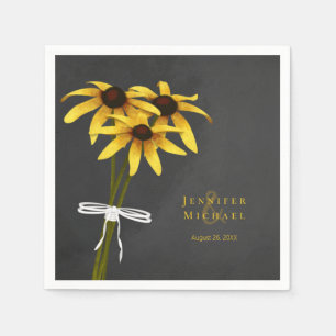 Servilleta De Papel Rudbeckia Black Eyed Susan flores atadas con cinta