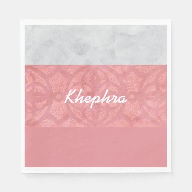 Servilleta De Papel Ruddy Pink Batik Gray Water Name (Anverso)