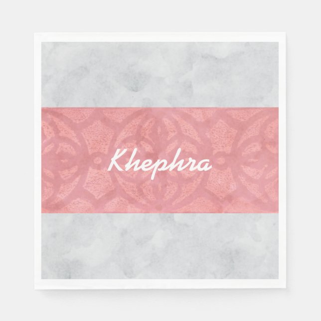 Servilleta De Papel Ruddy Pink Batik Gray Water Name (Anverso)