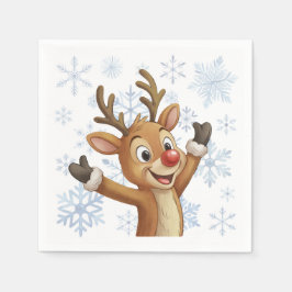 Servilleta De Papel Rudolph con copos de nieve azules