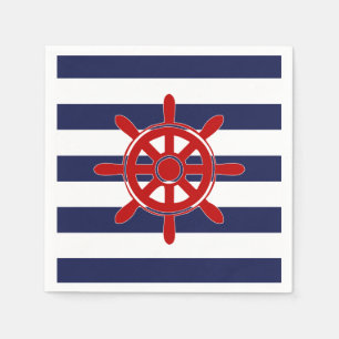 Servilleta De Papel Rueda del capitán rojo y franjas horizontales de l