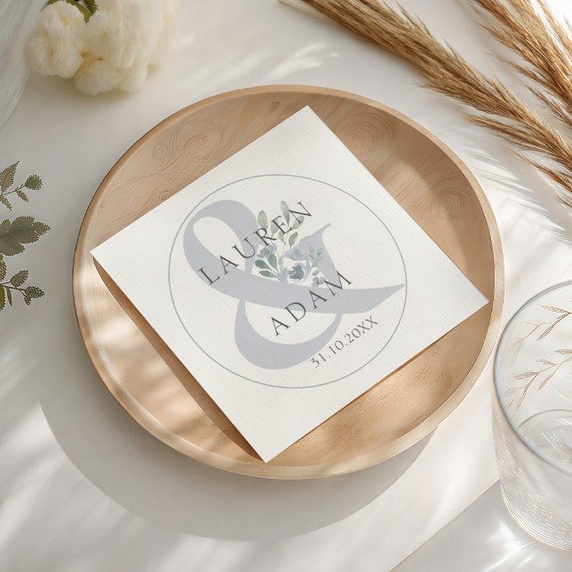 Servilleta De Papel Ruidosa y agitada ampersand azul y Boda floral (Subido por el creador)