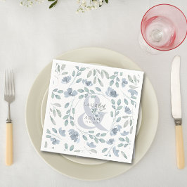 Servilleta De Papel Ruidosa y agitada ampersand azul y Boda floral