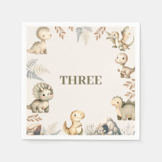 Servilleta De Papel Ruidosos temas de los dinosaurios boho cumpleaños