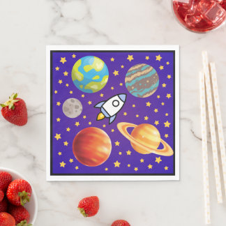 Servilleta De Papel Ruimtevaart Servetten; Planeten, Raket & Sterren -