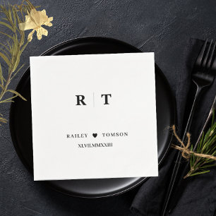 Servilleta De Papel Rumores romanos negros y blancos Monograma Minimal