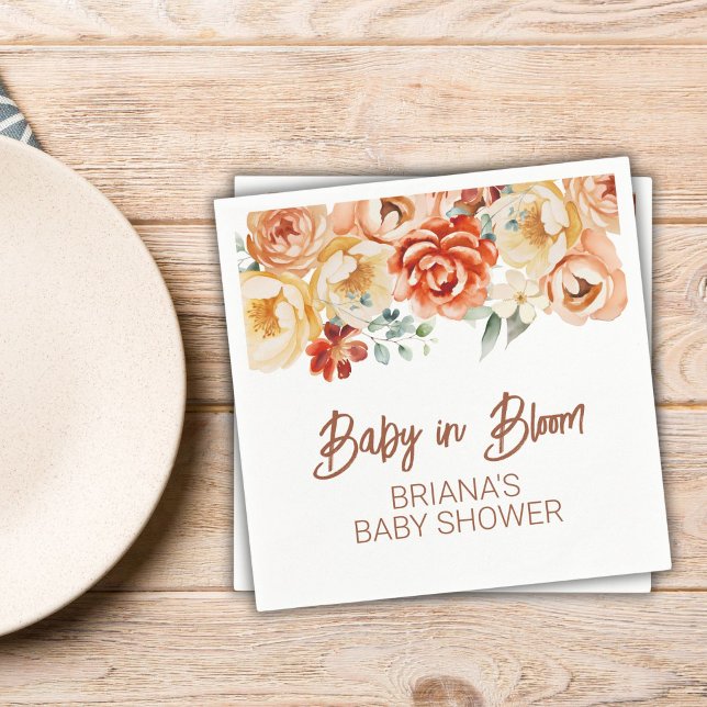 Servilleta De Papel Rust Beige Floral Sexo Neutral Baby Shower (Subido por el creador)