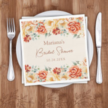 Rust Beige Romantic Floral Bridal Shower
