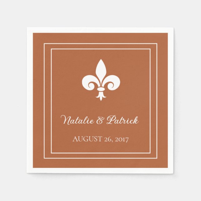 Servilleta De Papel Rust Fleur de Lis Papel Boda Napkins (Anverso)