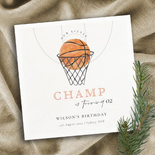 Servilleta De Papel Rust Our Little Champ Basketball Any Age Birday