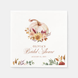 Servilleta De Papel Rust Terracotta Floral Pampas Grasa y Calabaza