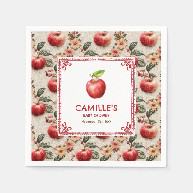 Servilleta De Papel Rustic Apple Baby Shower Paper Napkins (Anverso)