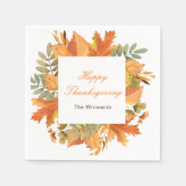 Servilleta De Papel Rustic Autumn Fall Leaves Square Thanksgiving 