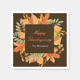 Servilleta De Papel Rustic Autumn Fall Leaves Square Thanksgiving 