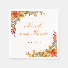 Servilleta De Papel Rustic Autumn Fall Leaves Wedding Thank You