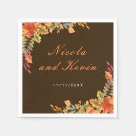 Servilleta De Papel Rustic Autumn Fall Leaves Wedding Thank You