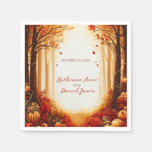 Servilleta De Papel Rustic Autumn Forest Pumpkin Wedding (Anverso)