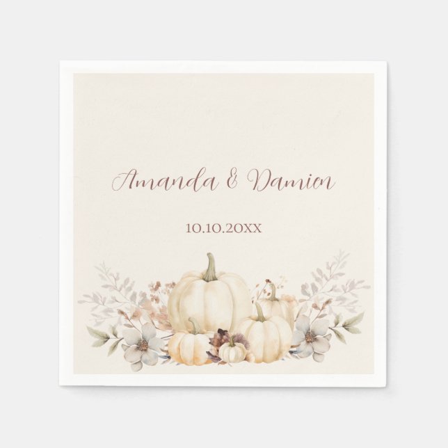Servilleta De Papel Rustic Autumn Pumpkins Elegant Wedding (Anverso)