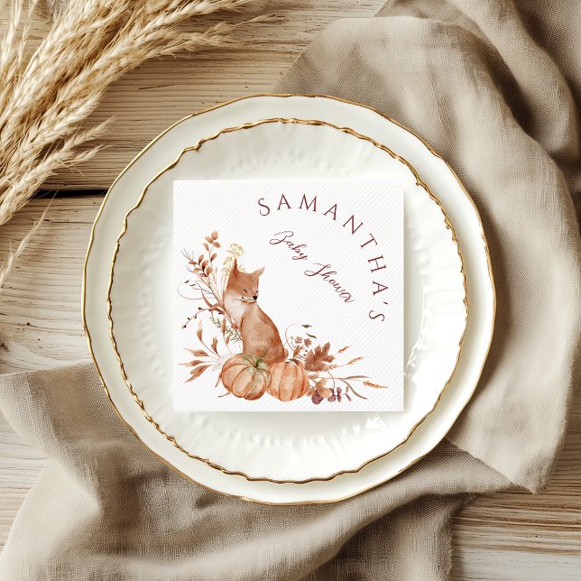 Servilleta De Papel Rustic Autumn Woodland Fox Pumpkin Party (Subido por el creador)