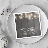 Rustic Black Wood String Lights Napkins