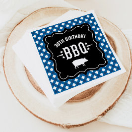 Servilleta De Papel Rustic Blue Gingham Plaid 30 cumpleaños BBQ