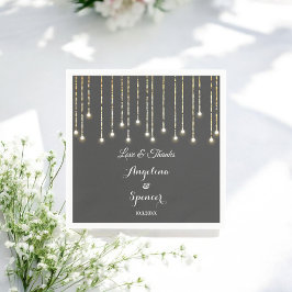 Servilleta De Papel Rustic Boda Black White String Luces