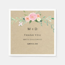 Rustic Boho Floral Gracias Boda Napkin