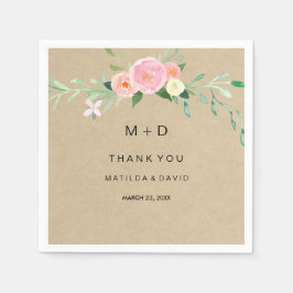 Servilleta De Papel Rustic Boho Floral Gracias Boda Napkin