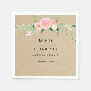 Servilleta De Papel Rustic Boho Floral Gracias Boda Napkin