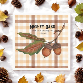 Servilleta De Papel Rustic Brown Plaid Fall Acorn Baby Shower