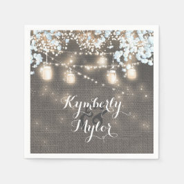 Servilleta De Papel Rustic Burlap Lughts Mason Jars Boda