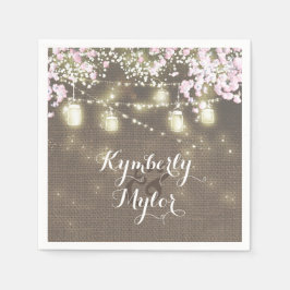 Servilleta De Papel Rustic Burlap Lughts Mason Jars Boda