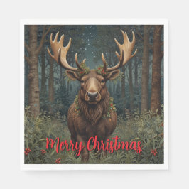 Servilleta De Papel Rustic Christmas moose deer boho woodland forest