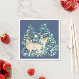 Servilleta De Papel Rustic Christmas Snowy Forest Deer Decor For Home