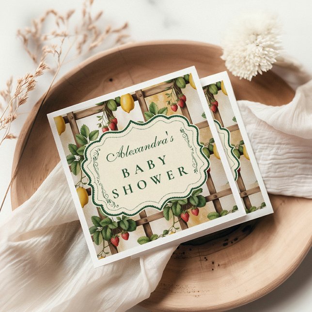 Servilleta De Papel Rustic Citrus Strawberry Baby Shower (Subido por el creador)