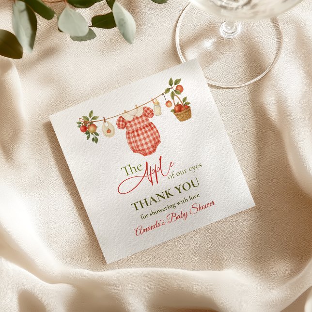 Servilleta De Papel Rustic Clothesline Apple Locally Grown Baby Shower (Subido por el creador)