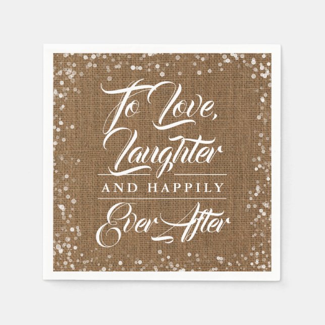 Servilleta De Papel Rustic Country Burlap Happily Ever After Wedding (Anverso)