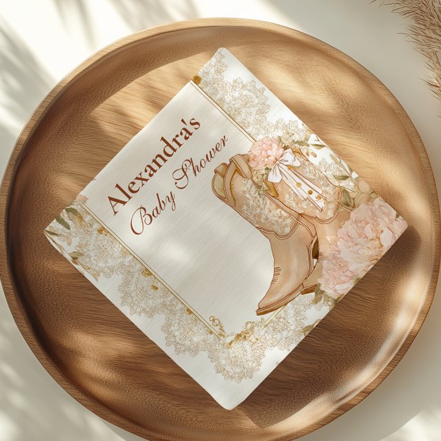 Servilleta De Papel Rustic Cowgirl Boots Floral Baby Shower (Subido por el creador)