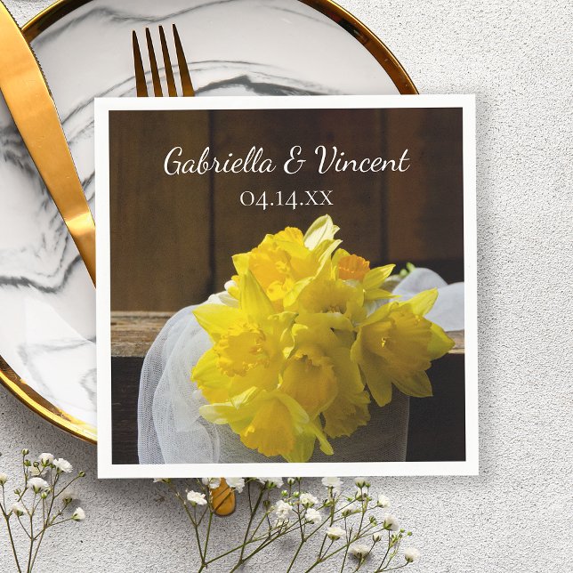Servilleta De Papel Rustic Daffodils Barn Wood Country Spring Wedding (Subido por el creador)